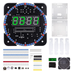 Complete Digital Clock Making Set with Plastic Case Holder Features Time Temperature Display Alarm for Home