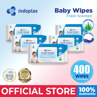 【💝Hot Sale💝】Indoplas Antibacterial Disinfectant Baby Wipes 80 Tender sheets pack of 5 FDA Approved