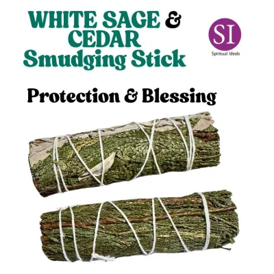 SI White Sage Cedar Smudging Stick Cleansing Purification Blessing Stick