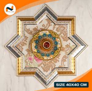 Ornamen Lampu Fiting Plafon Pvc Gypsum Grc Motif Kekinian C 03 40x40Cm Hiasan Lis Bingkai Ternit