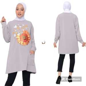 baju tunik atau dress bungamatahri lengan panjang manset