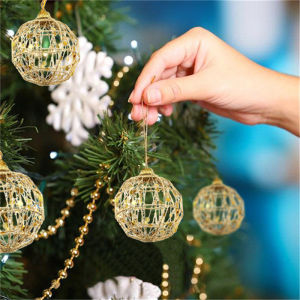 TaroBall 6Pcs Christmas Gold Balls Decoration Christmas Tree Balls Pendants Hanging Xmas Ornaments Party DIY Room Decor Christmas Decorations for Home Gifts
