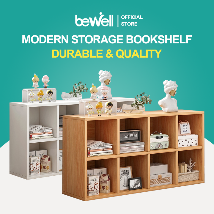 Bewell Storage Bookshelf Divided Storage Cabinet Floor Storage Bookcase ...