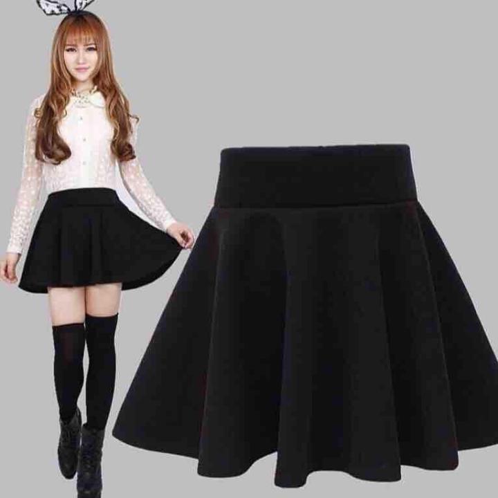 Chân váy xòe đen tơ Hàn