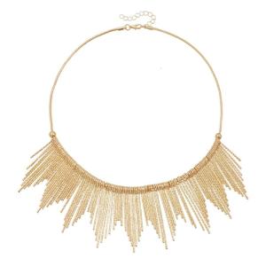 Elegant Alloy Fringe Collar Necklace With Metallic Finish Adjustable Chain For Women Party Casual Stylish