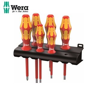 WERA 160 i/6 VDE 1000V Insulated Screwdriver Set 6pc | Original Made in Germany Kraftform Plus Lasertip Professional Electrician Tool Kit + Rack