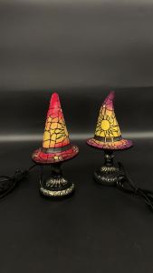 Witch Hat Table Lamp Stained Glass Led With Usb Luxury Resin Warm Creative Night Nightlight Modern Restaurant Bedside For Bedroom Bedroom Lamps Decoration Home Gift Living Room