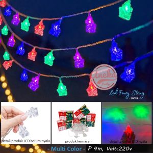 Lampu LED santa natal waarna warni / Lampu Tumbrl Santa Mix Rainbow / Lampu hias natal santa / LED fairy string santa / lampu hias pohon natal
