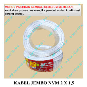 KABEL LISTRIK / KABEL NYM / KABEL JEMBO NYM 2 X 1.5 (HARGA UNTUK 1 METER)