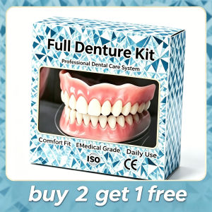 Premium Full Set Silicone Dentures Upper & Lower Natural Fake Teeth Braces Comfort Fit Instant Confidence Smile for Adults