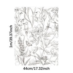 【พร้อมส่ง】ดอกโบตั๋นวอลล์เปเปอร์ลายดอกไม้สีดำและสีขาวลอกเปลือกและติดได้ลายดอกไม้ร่างวอลล์เปเปอร์ลายดอกไม้มีกาวในตัวเครื่องตกแต่งฝาผนังวอลเปเปอร์แบบมีกาวในตัว