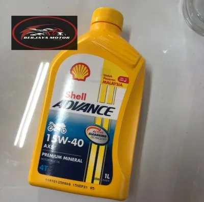 minyak hitam shell Ax5 15-40 4T semi syntetic 1 litre