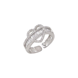 American hot girl style Open Adjustable Temperament Shiny Heart Shape Rhinestone Finger Ring Heart Rings Jewelry Women