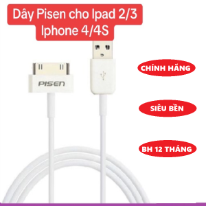 dây sạc pisen dùng cho ipad 2 ipad 3 lphone 4 4S - Hàng chính hãng BH 12 tháng