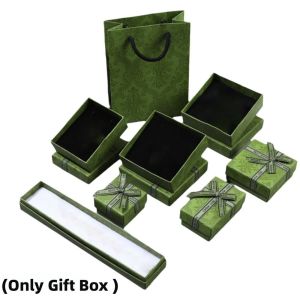 OURTOUR Bow Gift Box with Cover Paper Box Necklace Packaging Box Elegant Matcha Green Gift Storage Container Jewelry Storage