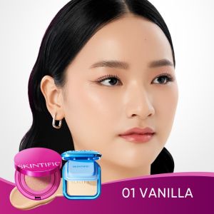 Skintific Ultra Blur Matte Powder Foundation+Glow Soft-Blur Cushion Foundation High Blemish Coverage + 10H Oil Control Longwear + Pore Soft Blur Dual Base Makeup