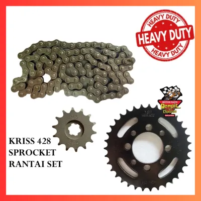 REMPIT Kriss 428 Sprocket Depan (A Class) 14T 15T 33T 34T 35T 36T 37T ( 428 114L ) Rantai Chain Heavy Duty