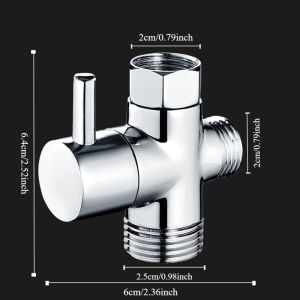 DOUBLEL T-Adapter 3 Way Shower Head Diverter Valve Copper Three Function 3 Way Switch Faucet Valve Shower Head Diverter Rust-proof Shower Tap Connector Bathroom Accessories