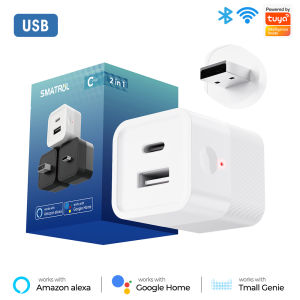 SMATRUL Tuya Smart WIFI Mini Portable Power Adapter 5V Micro USB Type-C Dual Port Converter conversion charging head Wireless APP Control Voice Works For Google Home Alexa 天猫精灵