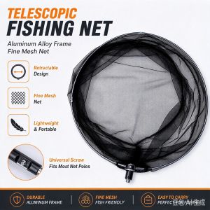 Retractable Telescopic Aluminum Alloy Pole Foldable Fishing Landing Net Fine Mesh Metal Fly Fishing Net Portable Fishing Tackle