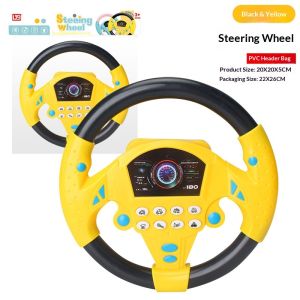 KUNOISE Kids Interactive Steering Wheel Toy with Music Sounds and 360° Rotation for Pretend Driving Fun