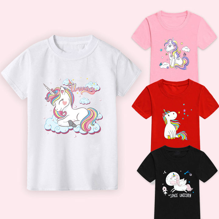 Cute Unicorn Girls T Shirt Summer Kid Friendship Tshirt Cartoon