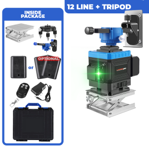 Ladderman 8 / 12 / 16 Line Laser Level Green Light Self-Leveling Cross Auto Measuring Tool Remote Control