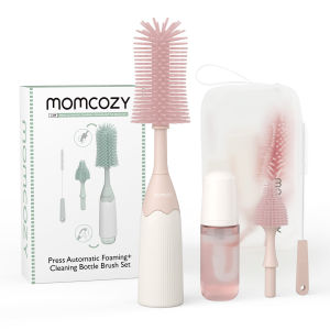 Momcozy Innovative Baby Bottle Brush Set Press-to-foam Design for Ease of Clean 2 Brush Head Replacements for Complete & Better Bottle Cleaning Baby Bottle Cleaner Kit with Straw Brush