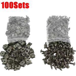 100/200pcs Self Tapping Screws Metal Fastener Clip for Car Motorcycle / U-Type Clip with Screw / Anti-rust Protection Clip Screw Buckle