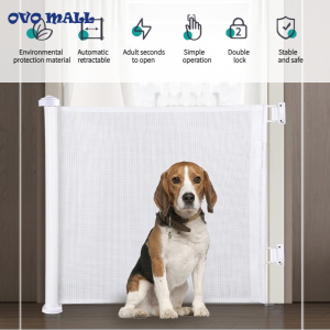 SG No Drill Retractable Baby Safety Gate with Lock / Universal Adjustable Width Pets Gate