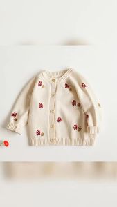 deer jonmi New Autumn Winter Baby Girls Knitted Sweaters Embroidery Mushroom Toddlers Kids Cotton Cardigan Coats2026