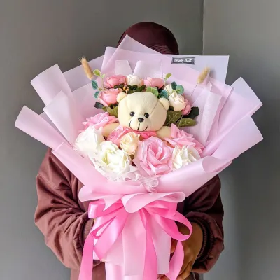 KOREAN Bucket Bunga Boneka Besar Bucket bunga Wisuda Anniversary Ulang tahun