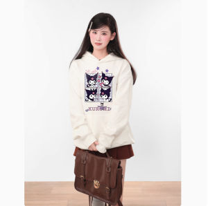 Kuromi Cartoon Printed Womens Hoodie Winter Loose Childhood Memories Over Size Couple Hooded Jacket