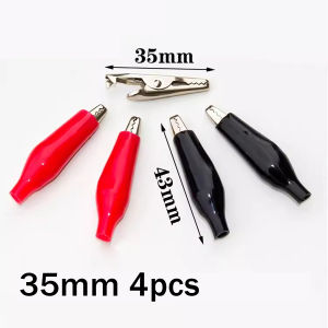 2 Pairs Of 4 Crocodile Clip Connector Insulated Red Black Pointed Power Supply Sheath Clips