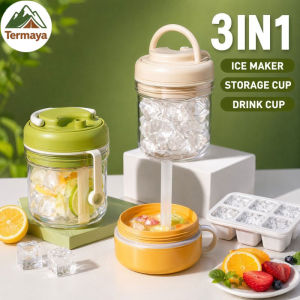 Termaya 3-in-1 Ice Cube Tray Bottle Portable Ice Making Storage Cup Food Grade with Straw for Coffee Juice 制冰盒