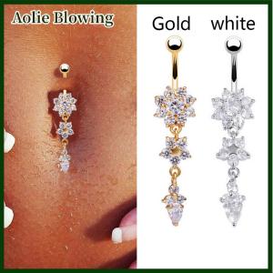 Aolie New Belly Button Rings Dangle Rhinestone Navel Bar Body Jewelry