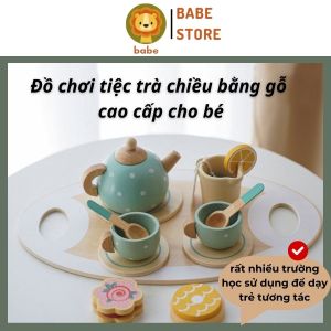 Bộ đồ chơi tiệc trà chiều trà bánh Kabi bằng gỗ cao cấp cho bé Montessori giáo dục sớm thông minh nhập vai BABE STORE