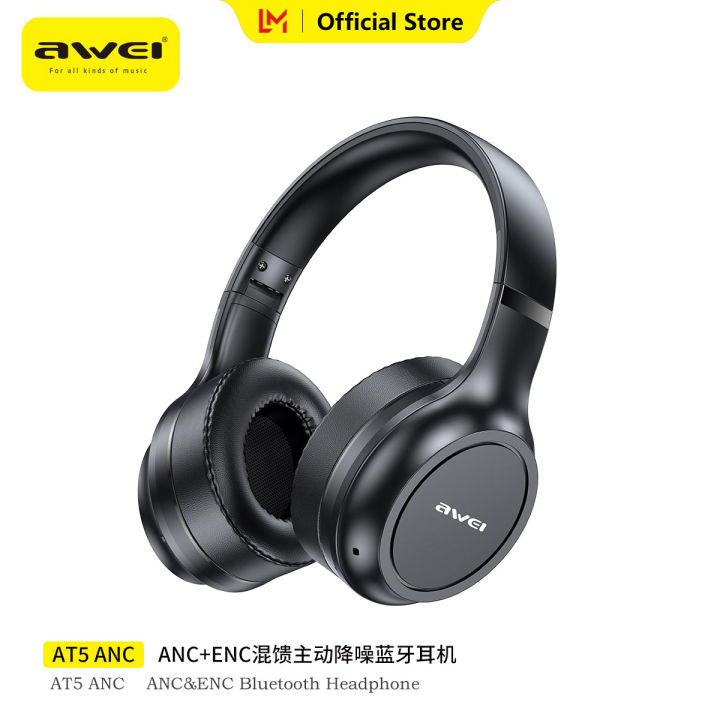 Awei ANC ENC Active Noise reduction Bluetooth headphones 40mm