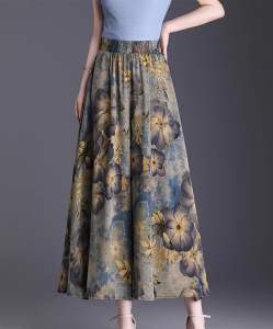Big foot wide leg pants Printed loose high waist thin summer
