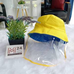 (1 ใบ) สำหรับเด็ก ใส่ได้ 2 ด้าน หมวกผ้าติดหน้ากากพลาสติก หมวกผ้า หมวกปีกรอบ หน้ากาก PVC พลาสติกป้องกันละออง หมวกปีกกว้าง หมวกกันแดด hat m24