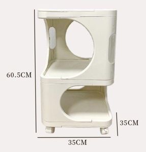 Ⓜ️ZEROIDEASⓂ️ ABS/PS Portability Side Table Cart Trolley Movable Coffee Table Bedside Table Sofa Side Table Storage Shelf Tea Table Kitchen Rack Kitchen Storage Rack Snack Storage Rack Book Shelf Book Rack Organizer Cart Trolley Makeup Rack Cosmetics Rack