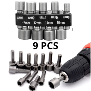 Set Mata Bor Impact Socket 5-13mm 9-Pcs dengan Kunci Pas Ekstension untuk Mesin Bor