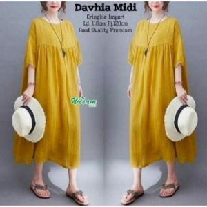 Midi dress muslimah crinkle terbaru korea stely