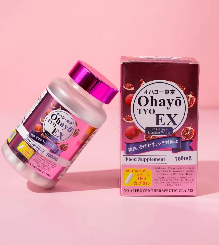 OHAYO TYO Tokyo EX Lumine White 100% MADE IN JAPAN 60 Capsules Glutathione  Collagen Vitamin C Zinc Biotin Oral Luxxe Luxee Luxcent Whitening 60-Day  Supply Oral Sunblock Supplement - Lazada | Lazada PH
