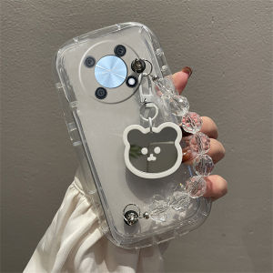 Phone Case Honor X9 X8 X7 X5 Honor70 5G 4G Hot Deals Transparent Mirror Bear Crystal Bracelet Casing All-inclusive Shockproof Silicone Soft Cover 2023