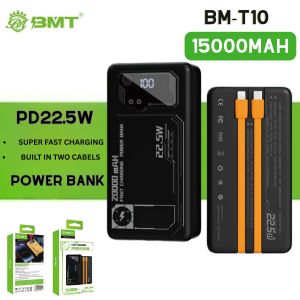 Original BM-T10 15000MAH Power Bank PD 22.5W Super Fast Charging Power bank  Dibina dengan Kabel Dwi Jenis-C IOS