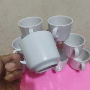 PROMO SALE CUCI GUDANG 12 PCS GELAS CANGKIR MELAMIN  UINCA WARNA PUTIH /GELAS KOPI MELAMIN BISA COD