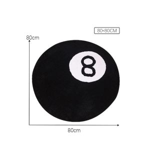 Karpet Bulu Lembut Bulat Kamar Tidur Motif 8 Ball Billiard Anti-Slip Karpet Bulu Rasfur Karpet Motif Bola Billiard Alas Tikar Main Anak Tebal Bulu Halus / Round Carpet
