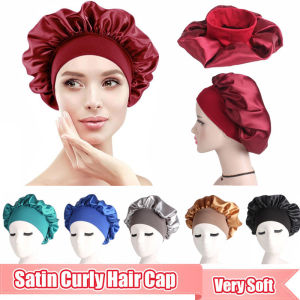 High Elasticity Sleep Cap Long Hair Care Women Sleep Hat Silk Head Wrap Hair Care Hat
