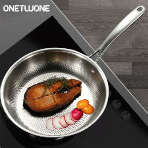 Onetwone 28/30cm frying pan 304 stainless steel woks non-stick frying pot Cooking wok Induction Gas cookware with long handle